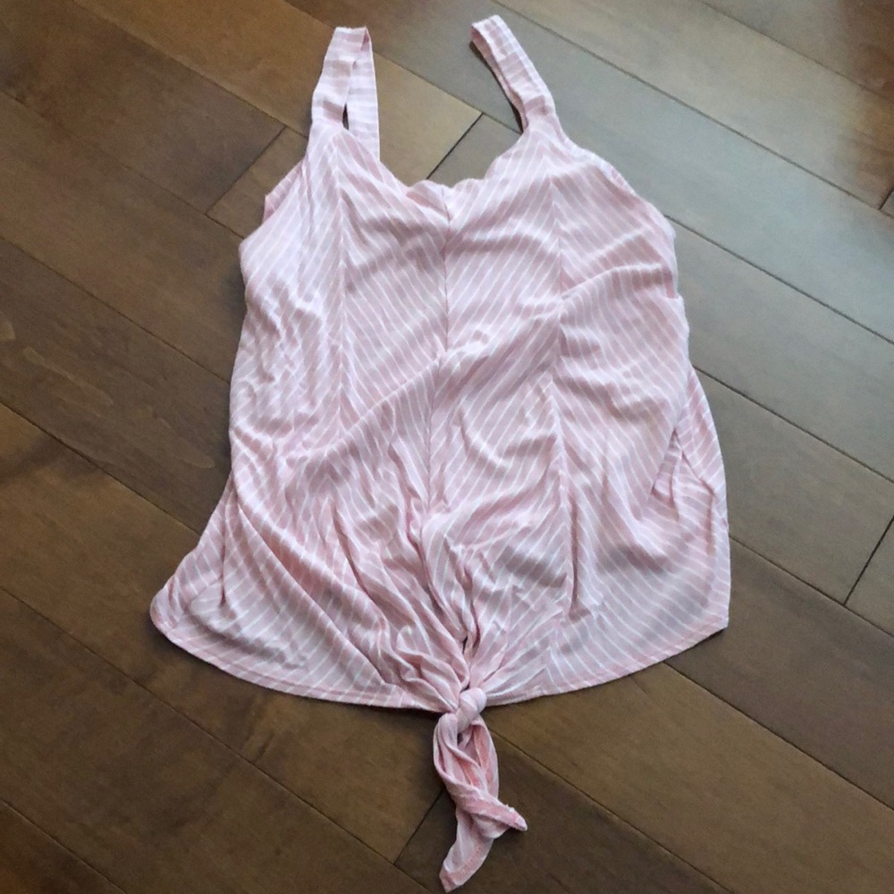 Pink & white strip tie front top